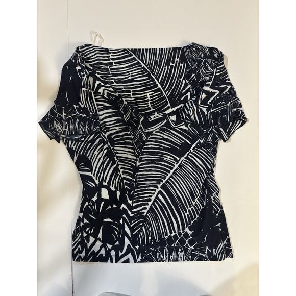 Chaps Petite Blouse Black and White Size Medium - Picture 3 of 3